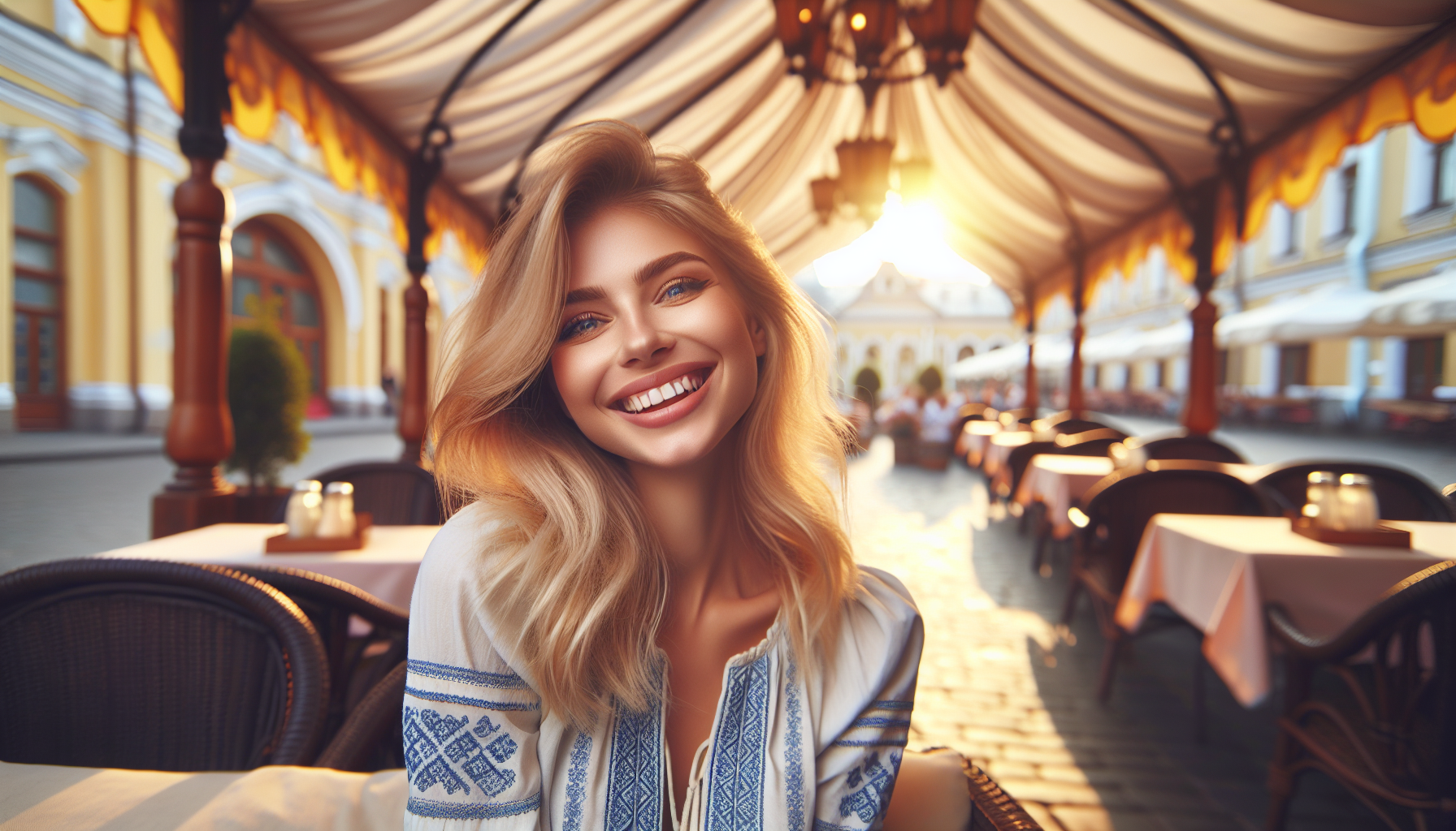 Femme ukrainienne souriante dans un cadre romantique