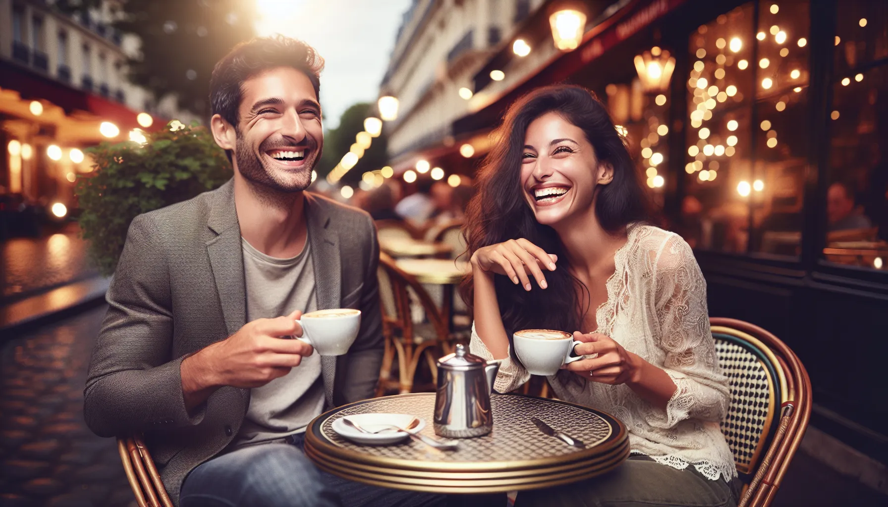 Personnes discutant autour d'un cafe dans une ambiance detendue